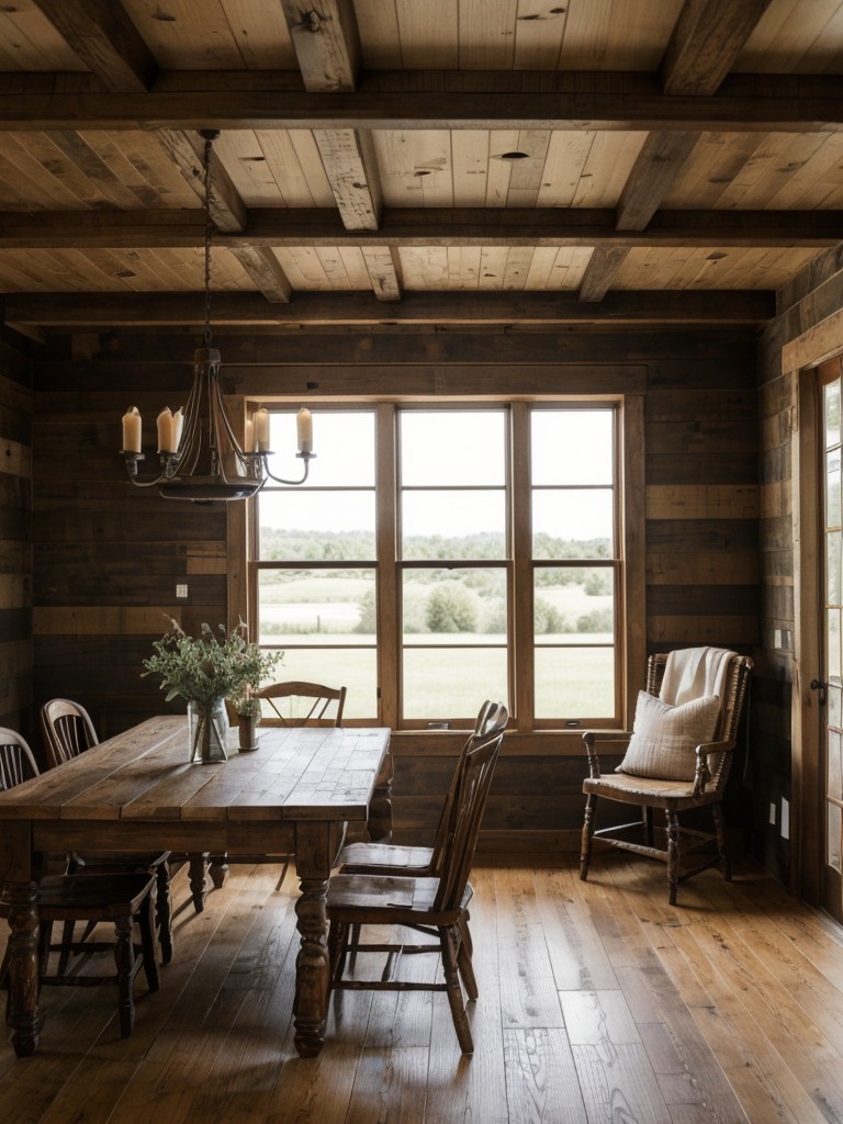farmhouse-dining-room-ideas-distressed-wood-vintage-accents-cozy-country-feel