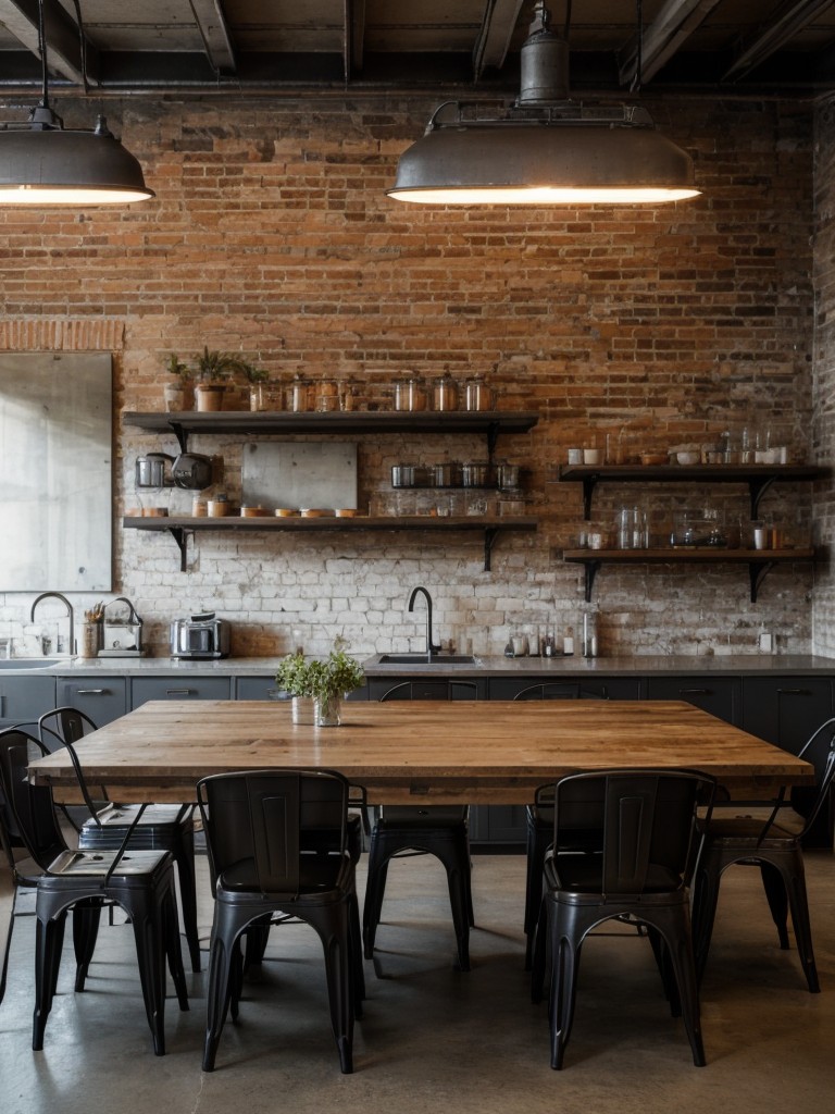 industrial-dining-room-ideas-that-showcase-exposed-brick-concrete-walls-metal-furniture-utilitarian-lighting-fixtures-to-create-raw-edgy-aesthetic