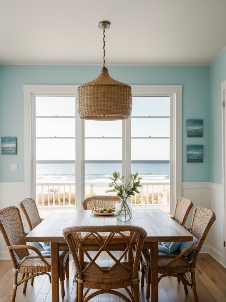 coastal-dining-room-ideas-inspired-beach-utilizing-light-airy-colors-wicker-furniture-nautical-decor-elements