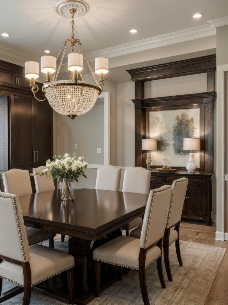 transitional-dining-room-ideas-mix-traditional-contemporary-styles-incorporating-statement-chandelier-elegant-upholstered-chairs