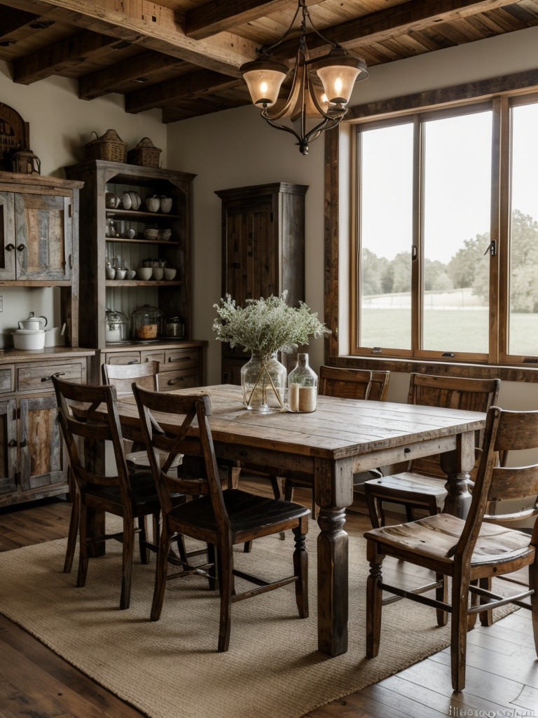 rustic-farmhouse-dining-room-ideas-distressed-wood-furniture-vintage-inspired-decor