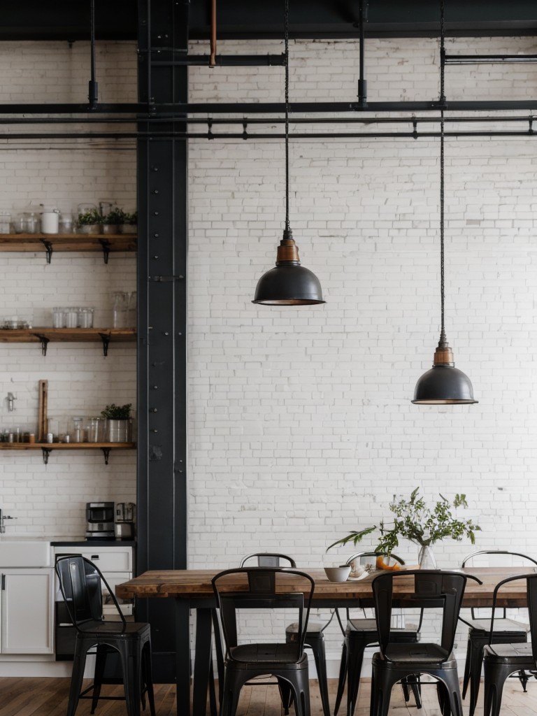 industrial-dining-room-inspiration-exposed-brick-walls-metal-accents-minimalist-furniture
