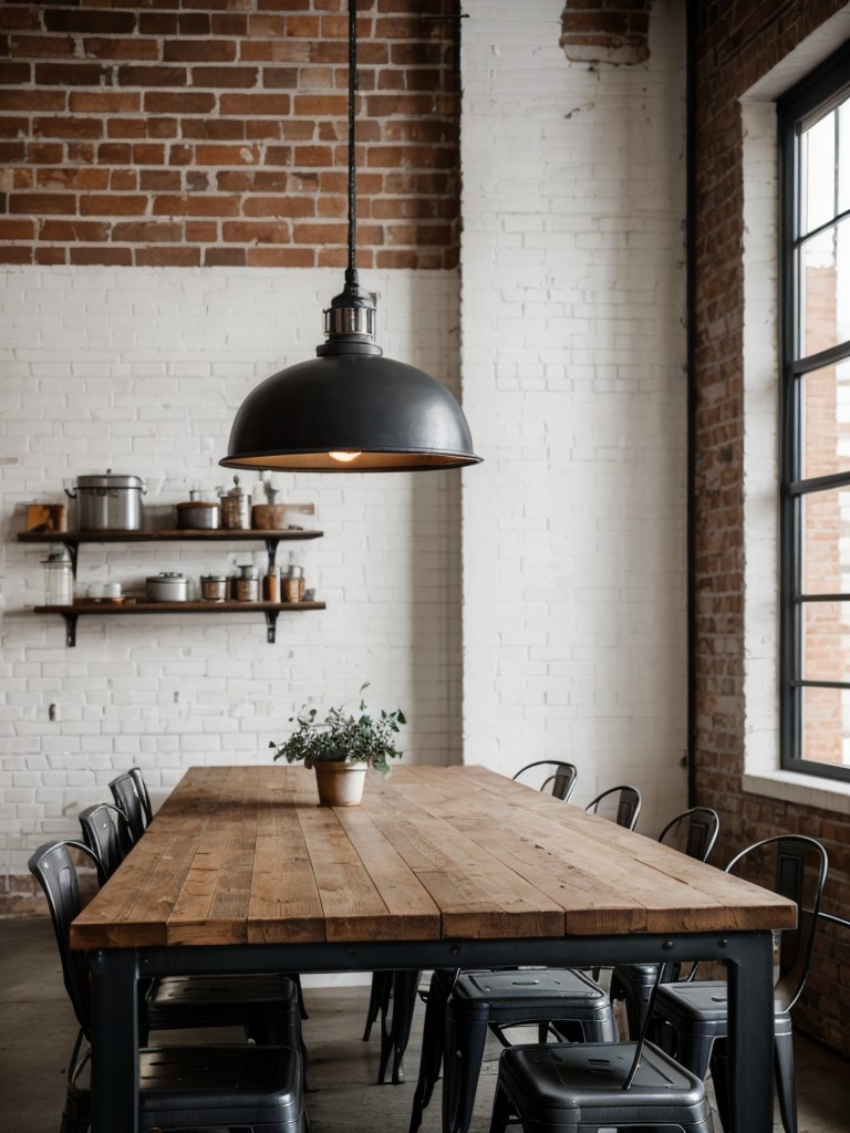 industrial-dining-room-ideas-exposed-brick-walls-metal-accents-giving-trendy-urban-vibe
