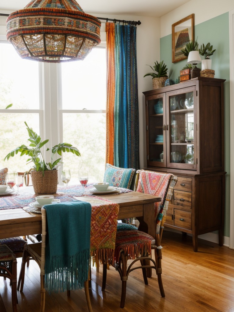bohemian-dining-room-ideas-vibrant-colors-layered-textiles-eclectic-artwork-free-spirited-vibe