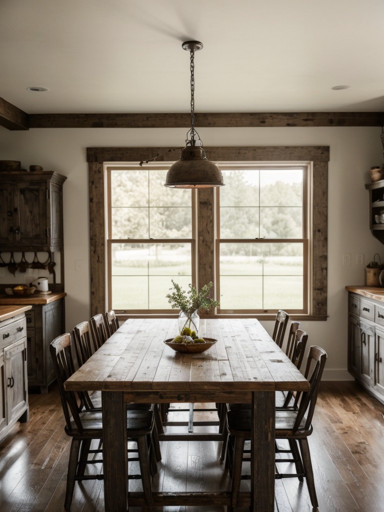 farmhouse-inspired-dining-room-ideas-rustic-furniture-vintage-accessories-distressed-finishes-cozy-charming-ambiance