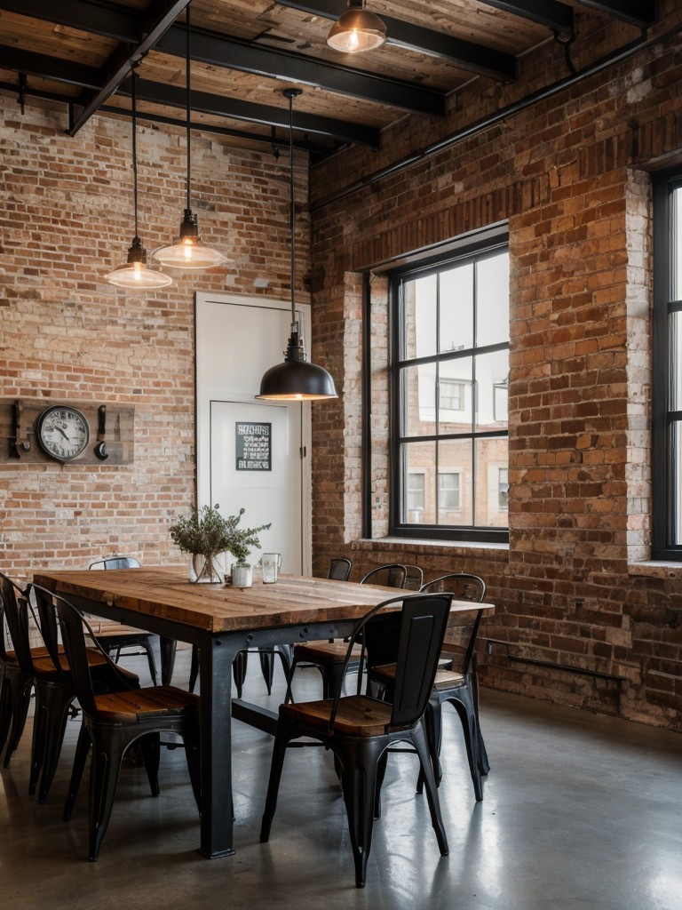 industrial-style-dining-room-ideas-exposed-brick-walls-metal-accents-reclaimed-wood-furniture-trendy-urban-look