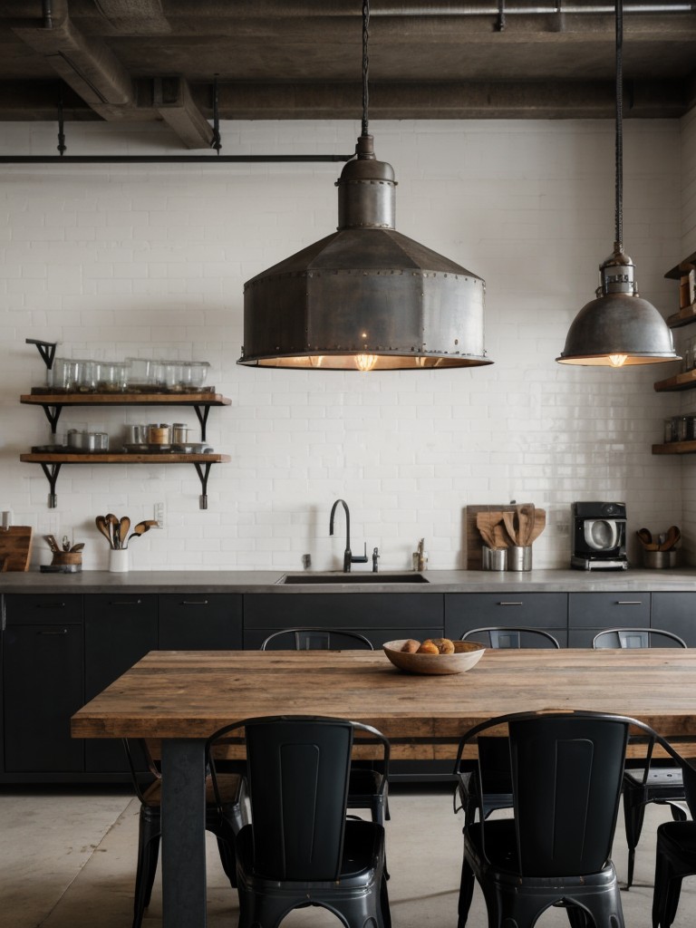 industrial-dining-room-ideas-that-embrace-raw-exposed-materials-such-metal-concrete-combined-vintage-inspired-furniture-edgy-lighting-fixtures