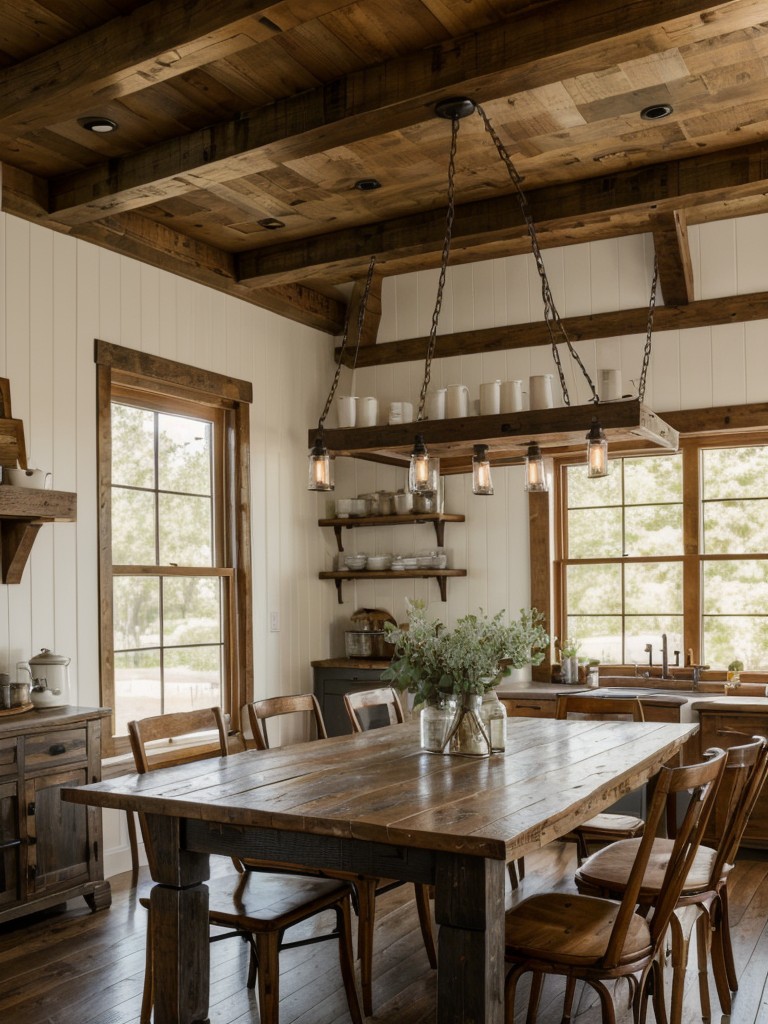 farmhouse-dining-room-ideas-rustic-charm-incorporating-reclaimed-wood-tables-vintage-inspired-accessories