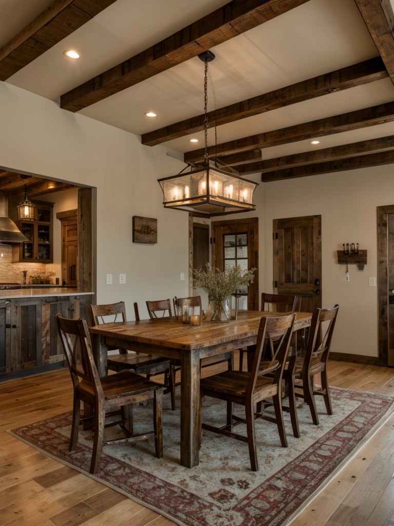 rustic-dining-room-ideas-cozy-inviting-atmosphere-incorporating-reclaimed-wood-furniture-warm-lighting-fixtures-nature-inspired-accents