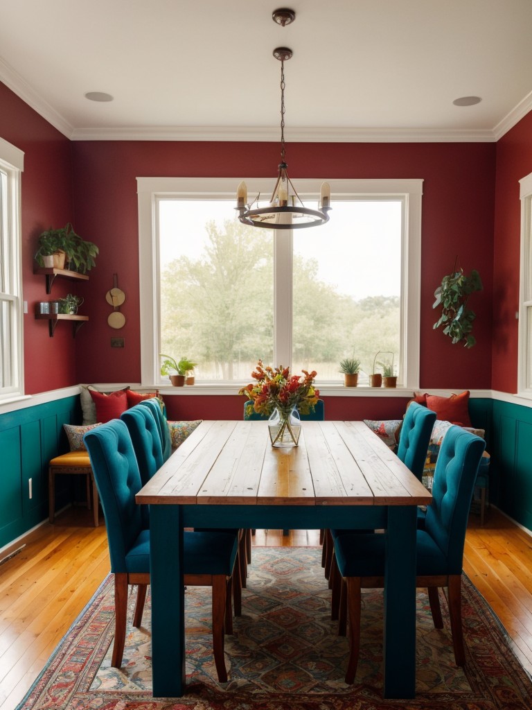bohemian-dining-room-ideas-vibrant-colors-eclectic-decor-floor-seating-options