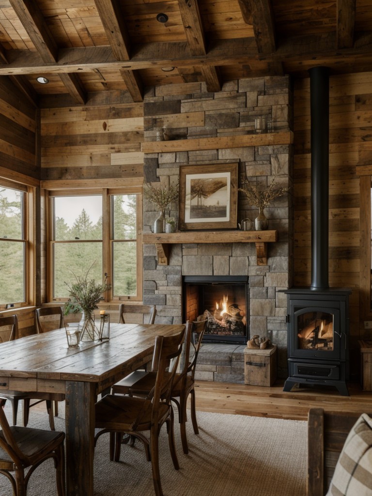 rustic-dining-room-ideas-reclaimed-wood-furniture-cozy-fireplace-nature-inspired-accents