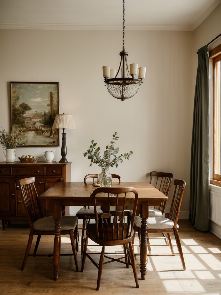 vintage-inspired-dining-room-retro-furniture-antique-accessories-soft-lighting-nostalgic-charming-feel