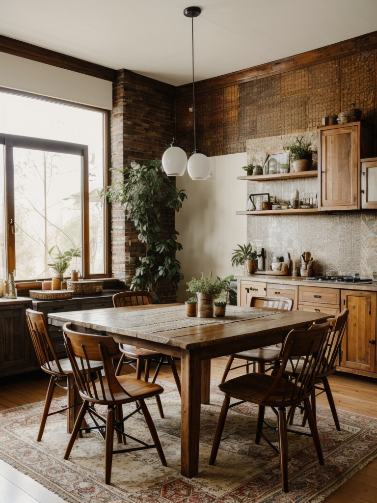 bohemian-dining-room-ideas-eclectic-patterns-natural-textures-mix-vintage-modern-furniture