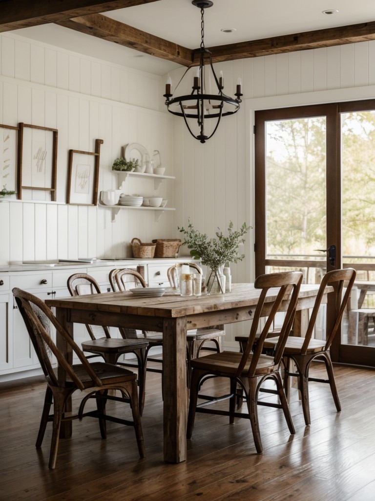 farmhouse-dining-room-ideas-rustic-wooden-furniture-white-color-scheme-vintage-inspired-decor