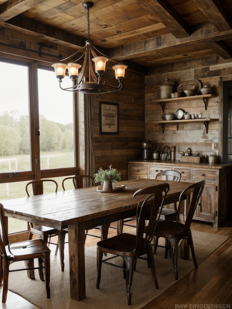 rustic-farmhouse-dining-room-ideas-distressed-wood-furniture-vintage-accents-cozy-inviting-atmosphere