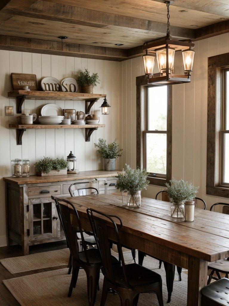 farmhouse-dining-room-ideas-rustic-charm-reclaimed-wood-elements-cozy-atmosphere-using-vintage-lighting-fixtures-farmhouse-table-shiplap-walls