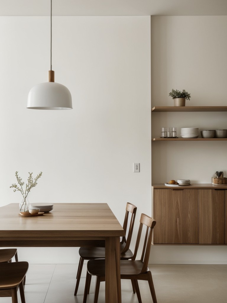 minimalist-dining-room-ideas-sleek-design-neutral-color-palette-clutter-free-space-using-simple-furniture-wall-mounted-shelves-pendant-lighting