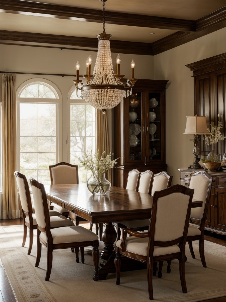 traditional-dining-room-ideas-elegant-furniture-chandelier-lighting-rich-wood-finishes
