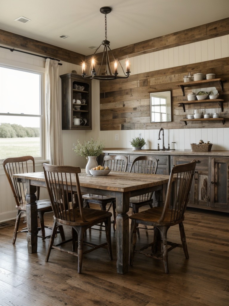 farmhouse-dining-room-ideas-distressed-wood-elements-shiplap-walls-cozy-country-inspired-details