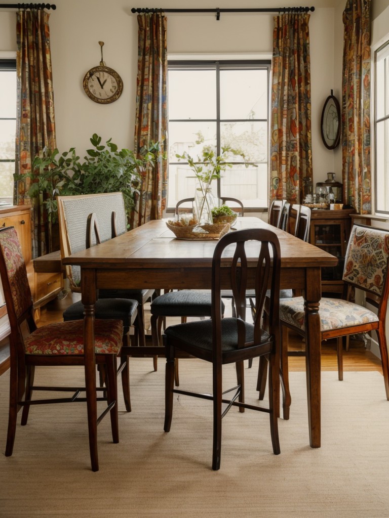 eclectic-dining-room-ideas-mix-different-styles-combining-vintage-furniture-bold-patterns-assortment-decorative-accents