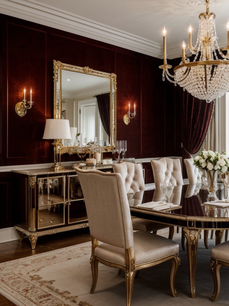 glamorous-dining-room-ideas-luxurious-elegant-style-incorporating-velvet-upholstery-crystal-chandeliers-metallic-accents