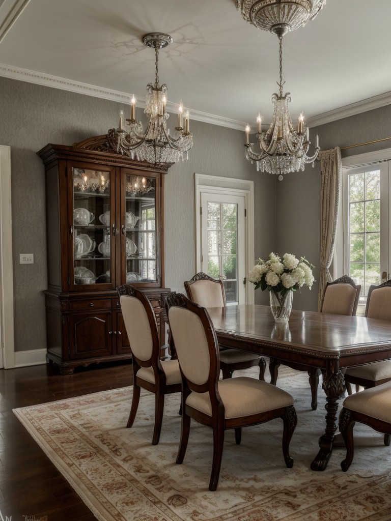 traditional-dining-room-ideas-elegant-furniture-ornate-chandeliers-classic-decor-elements-like-damask-wallpaper-antique-silverware-formal-table-settin