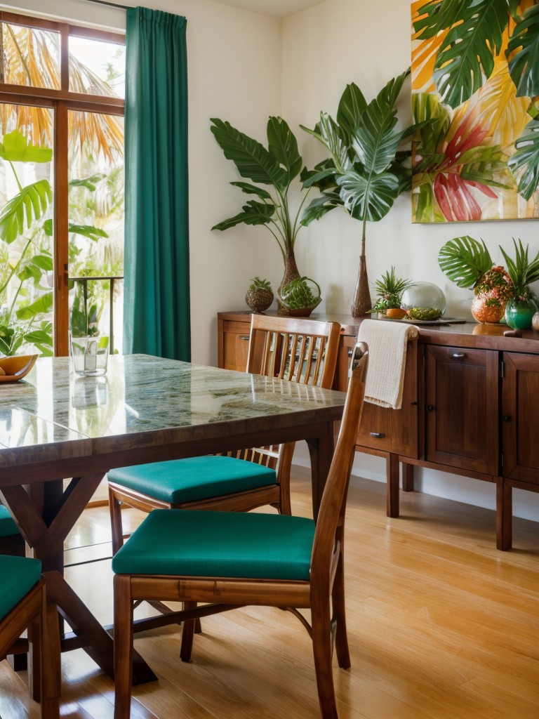 tropical-dining-room-ideas-vibrant-colors-tropical-plants-vacation-like-ambiance