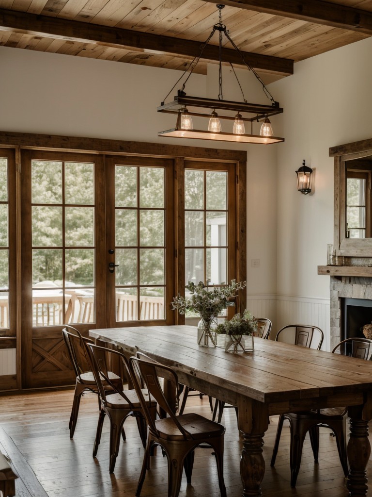 farmhouse-dining-room-design-featuring-large-wooden-table-vintage-inspired-lighting-decor-accents-warm-charming-atmosphere