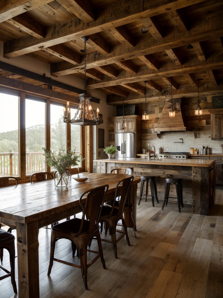 rustic-dining-room-ideas-reclaimed-wood-furniture-exposed-beams-vintage-accents-charming-feel