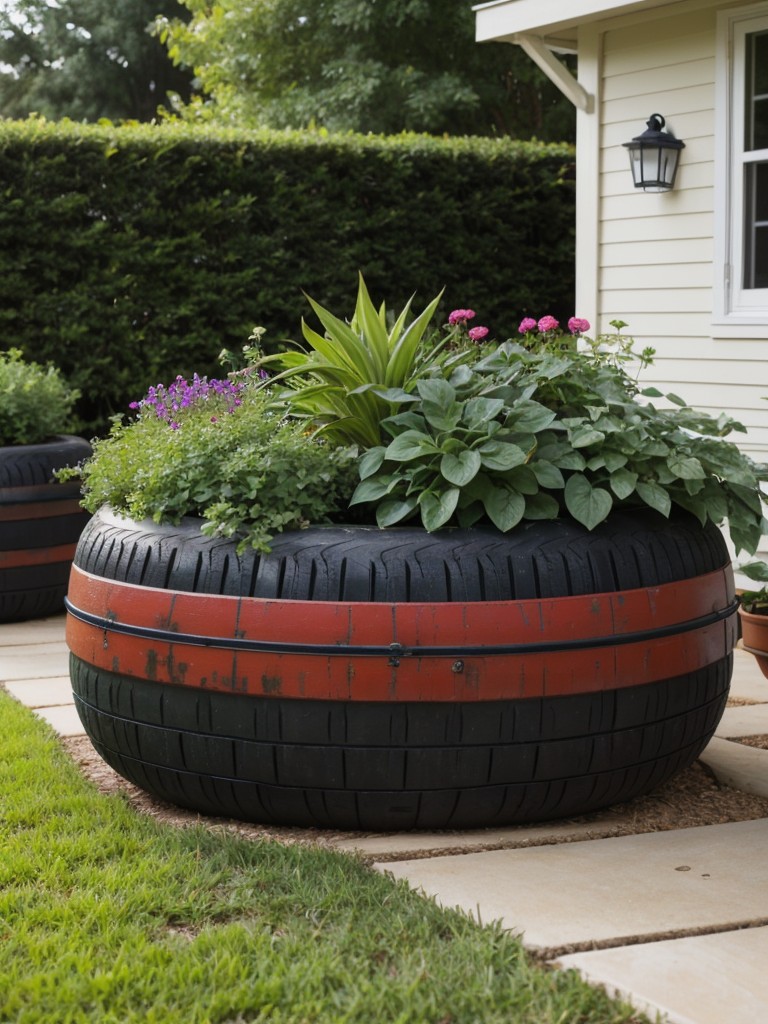 creative-ways-to-repurpose-old-tires-into-colorful-planters-add-touch-greenery-to-your-backyard