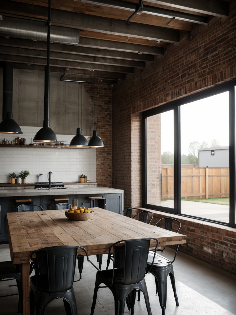 industrial-dining-room-ideas-exposed-brick-walls-metal-accents-raw-unfinished-materials-like-concrete-iron