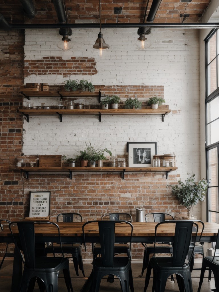 industrial-dining-room-ideas-exposed-brick-walls-metal-accents-vintage-inspired-furniture-unique-edgy-look