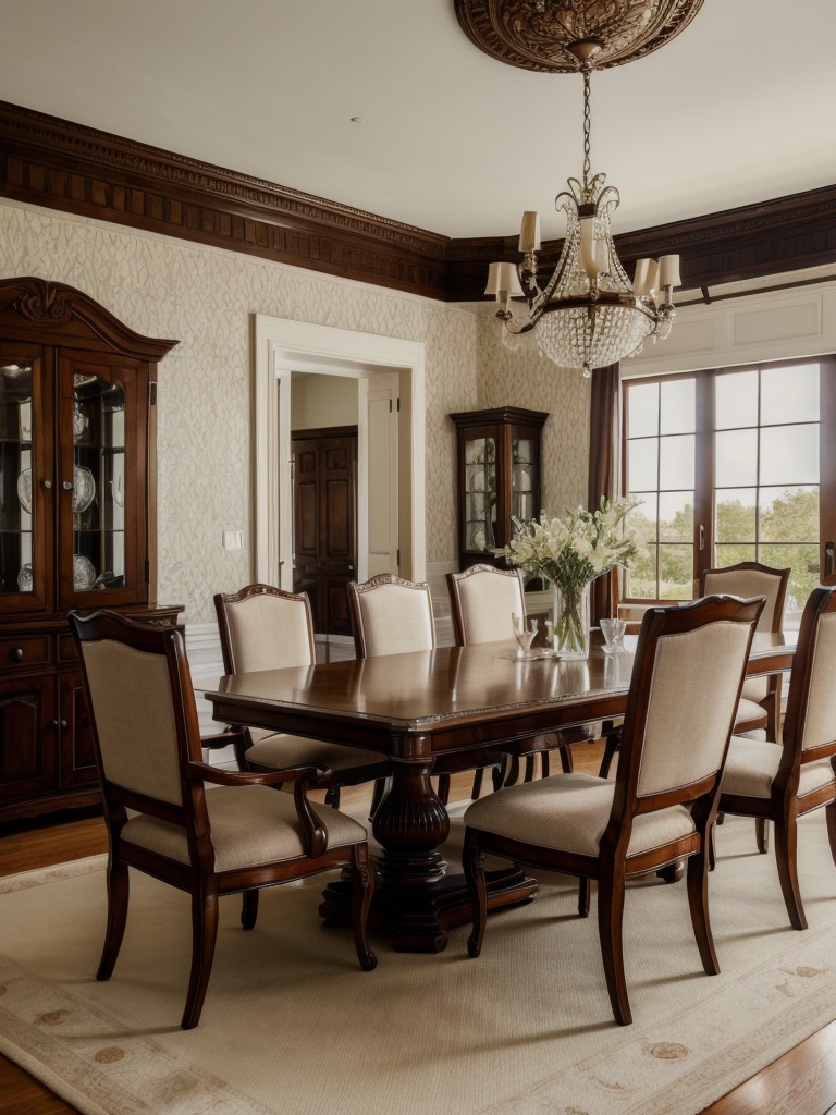 traditional-dining-room-ideas-classic-furniture-elegant-wallpaper-formal-table-settings-timeless-refined-look