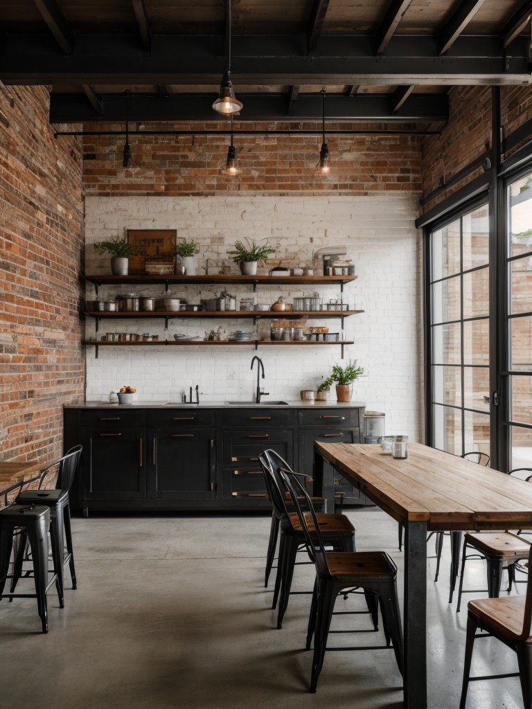 industrial-dining-room-ideas-exposed-brick-walls-metal-accents-mix-vintage-modern-elements