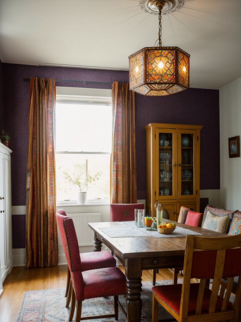 bohemian-dining-room-ideas-vibrant-colors-eclectic-mix-patterns