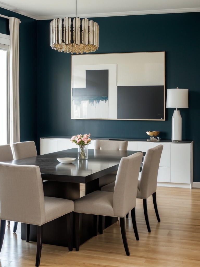 contemporary-dining-room-ideas-sleek-furniture-bold-art-pieces