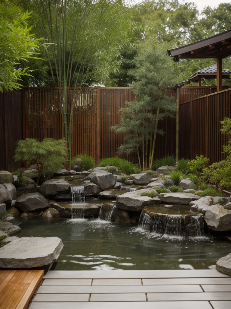 asian-inspired-backyard-design-ideas-zen-garden-bamboo-screens-bubbling-waterfall-feature