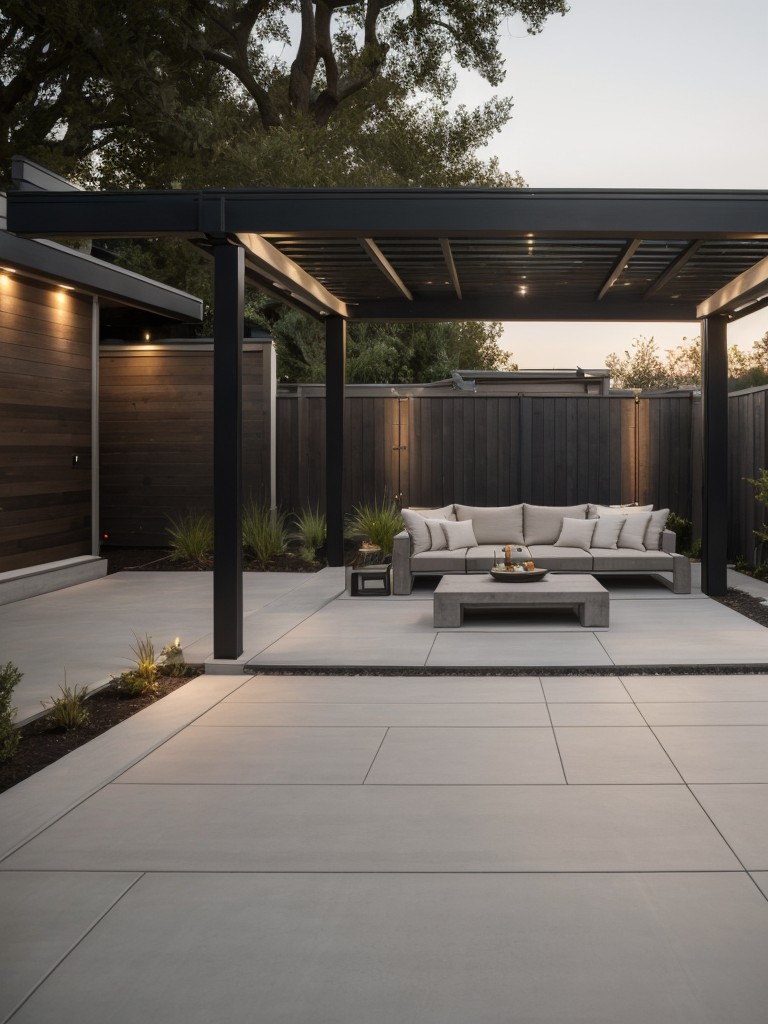 contemporary-backyard-design-ideas-concrete-patio-sleek-outdoor-lighting-sleek-pergola