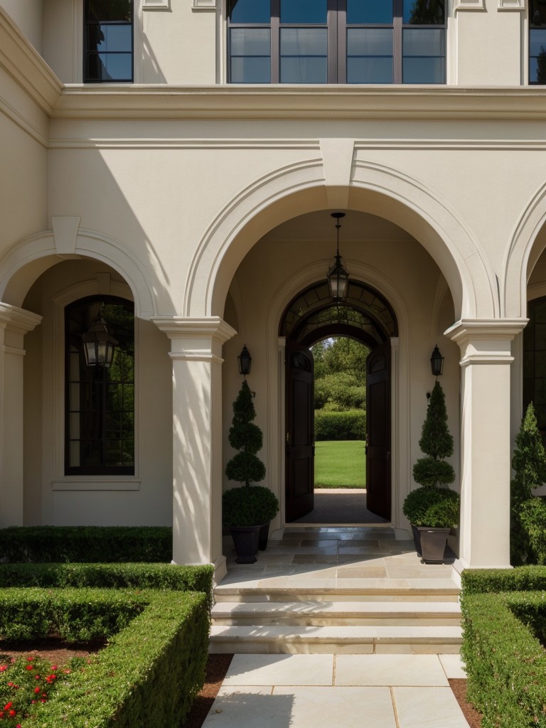 frontyard-entryway-ideas-grand-entrance-using-arched-gate-beautiful-pathway-well-manicured-hedges