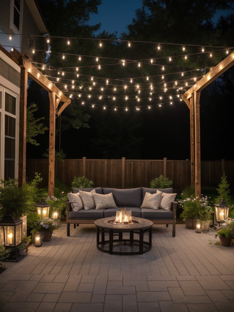 frontyard-patio-ideas-outdoor-entertaining-using-pergola-comfortable-seating-string-lights-ambiance