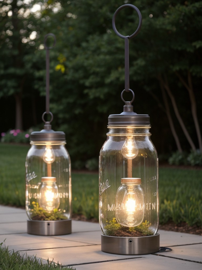 create-charming-functional-outdoor-lighting-repurposing-old-mason-jars-into-solar-powered-lanterns-to-line-your-front-pathway