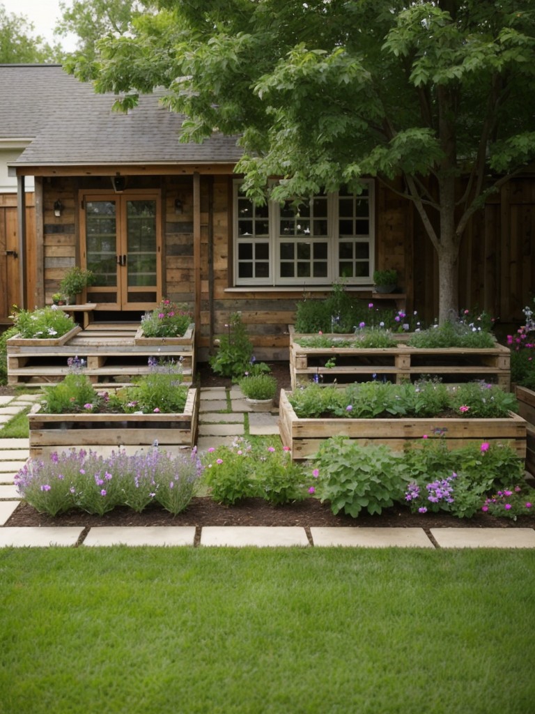 create-charming-frontyard-garden-using-repurposed-wooden-pallets-raised-flower-beds