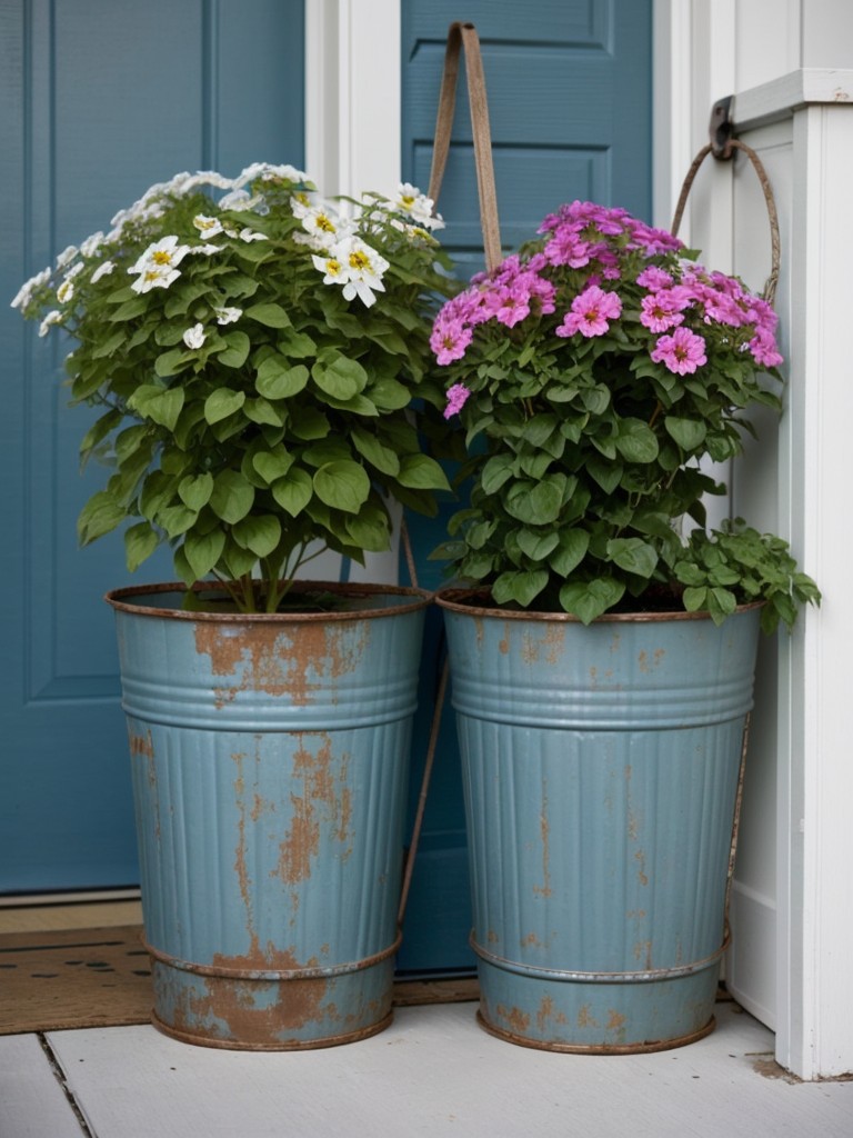repurpose-old-buckets-tin-cans-hanging-flower-pots-to-add-whimsical-touch-to-front-porch