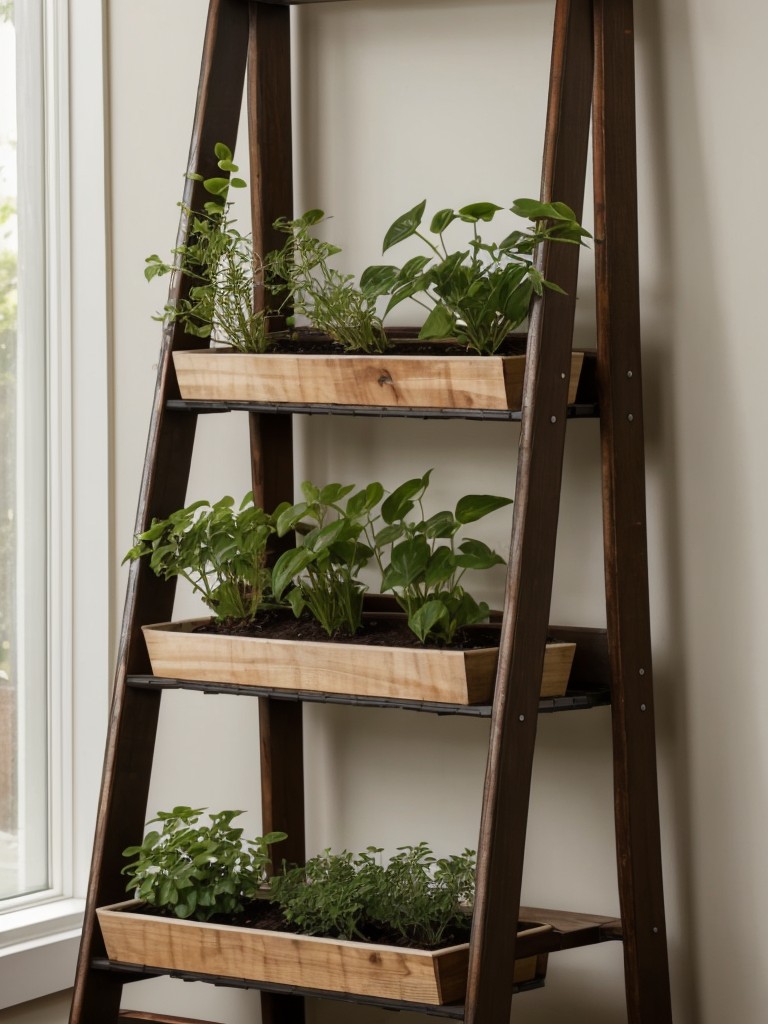 utilize-unused-wooden-ladders-vertical-garden-to-display-hanging-plants