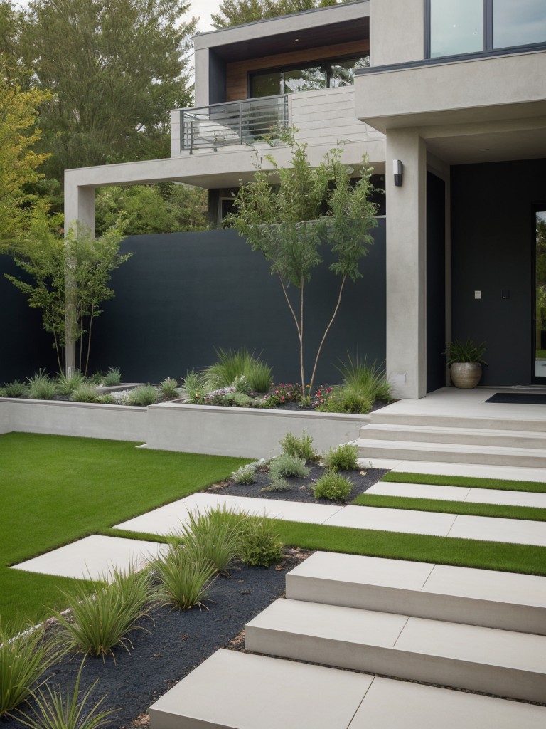 contemporary-frontyard-ideas-asymmetrical-design-elements-such-offset-walkways-unique-sculptures-abstract-plant-arrangements