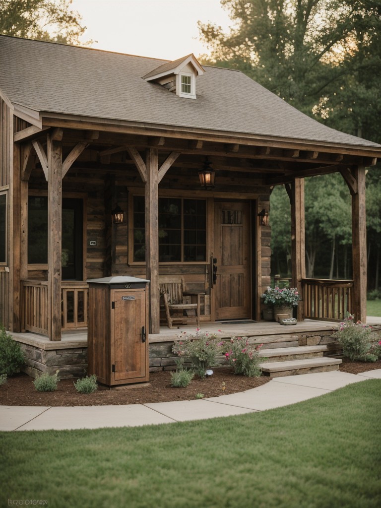rustic-frontyard-ideas-farmhouse-feel-incorporating-wooden-accents-vintage-inspired-lighting-charming-old-fashioned-mailbox