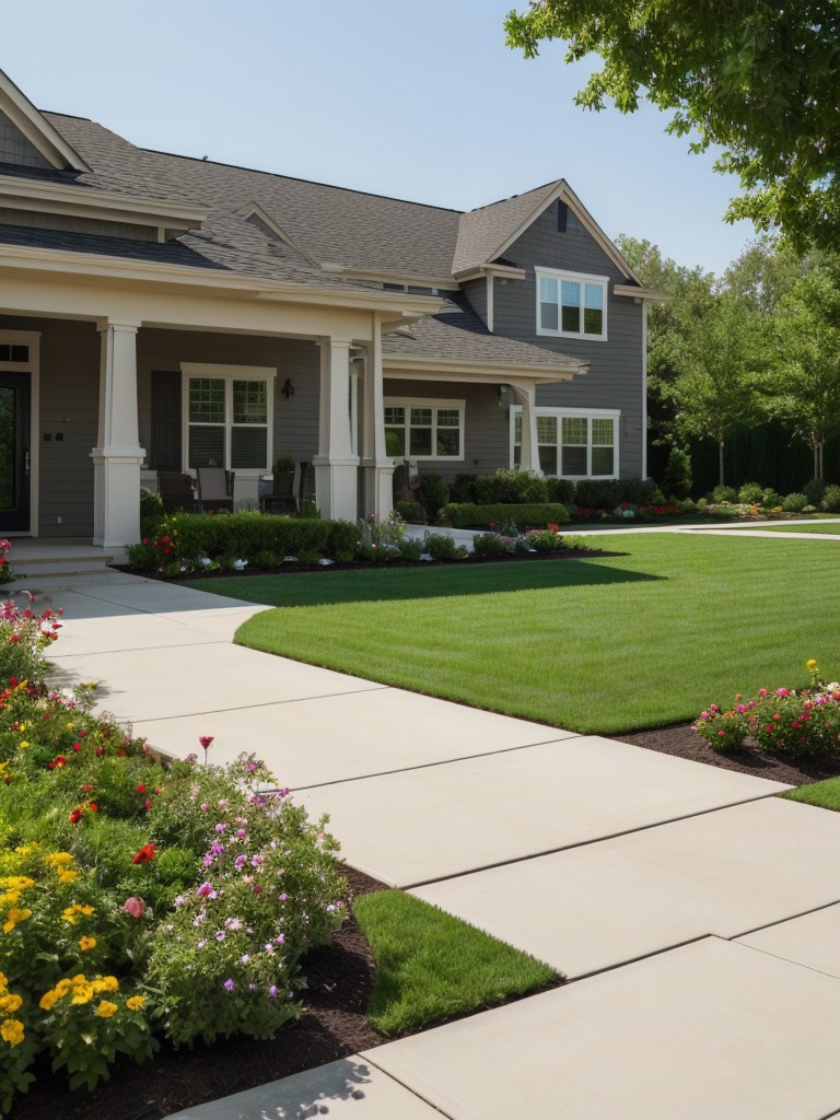 frontyard-designs-emphasis-curb-appeal-featuring-well-manicured-lawns-colorful-flowers-charming-walkways