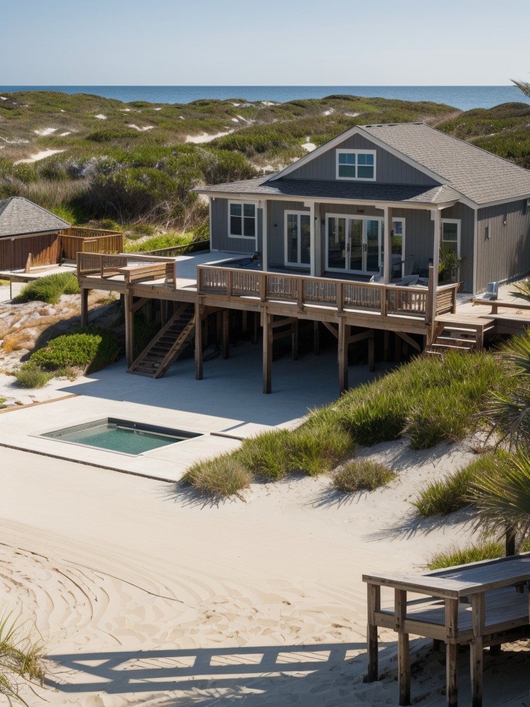 beachfront-frontyard-design-coastal-plants-sand-filled-fire-pit-area-boardwalk-leading-to-beach