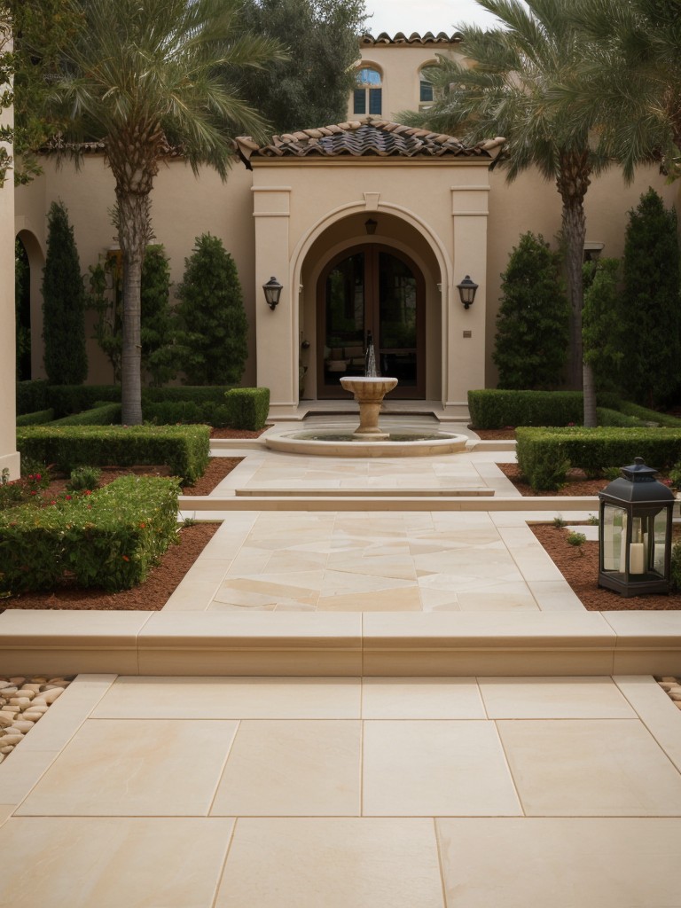 mediterranean-frontyard-design-terracotta-tiles-stone-pathway-fountain-touch-elegance