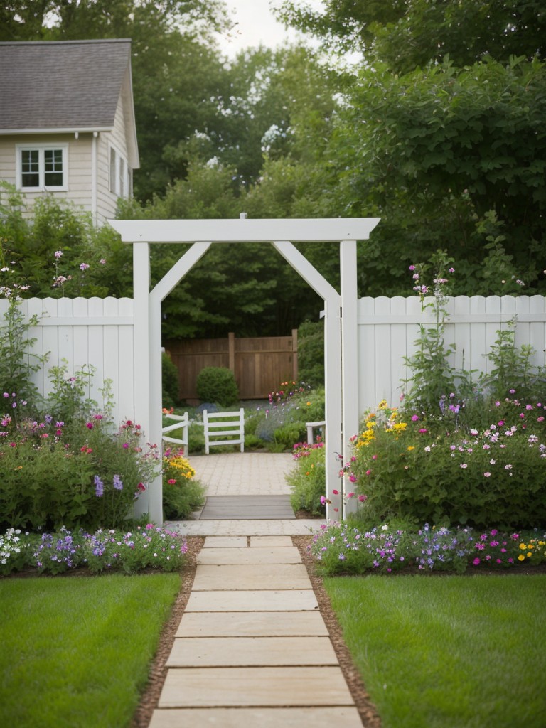 cottage-frontyard-ideas-charming-picket-fence-colorful-flowers-whimsical-garden-gate